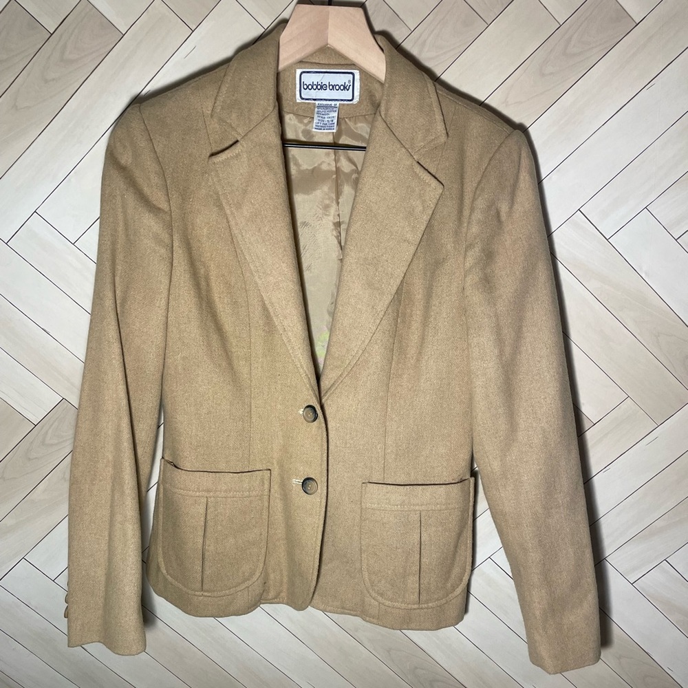 Vintage Bobbie Brooks‎ blazer size 7/8 wool blend khaki color